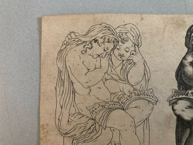 Engraving Gravure XVIIIe Art Ange Ancien Musique Partition À Identifier Ancien