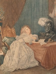 Engraving Gravure XVIIIe Geneviève de Brabant Augustin Legrand Original Old Art