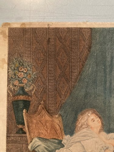 Engraving Gravure XVIIIe Geneviève de Brabant Augustin Legrand Original Old Art