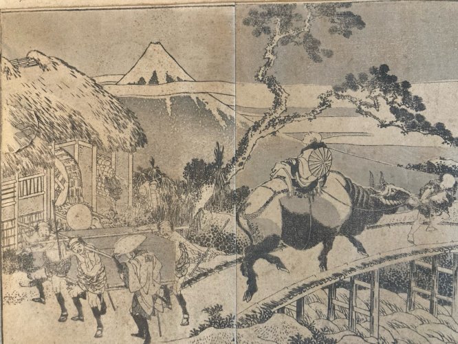 Engraving Katsushika Hokusai – Gravure ancien 100 vues du mont Fuji Old Art XIXe