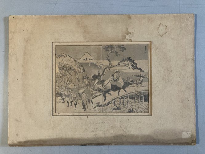 Engraving Katsushika Hokusai – Gravure ancien 100 vues du mont Fuji Old Art XIXe