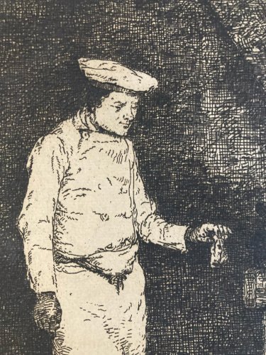 Engraving  Theodule Ribot Le Déjeuner Du Chat Original Gravure Ancien 1870 Art