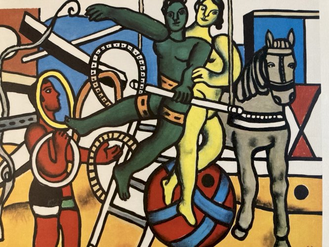 Engraving Tirage Offset Fernand Leger  1980 Art Cheval Cirque Trapèze Couleur