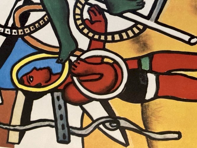 Engraving Tirage Offset Fernand Leger  1980 Art Cheval Cirque Trapèze Couleur
