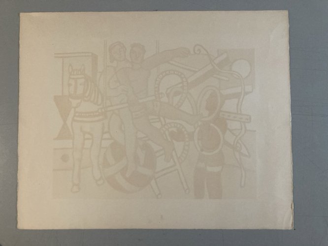 Engraving Tirage Offset Fernand Leger  1980 Art Cheval Cirque Trapèze Couleur