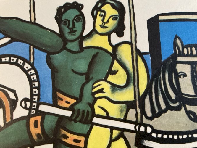 Engraving Tirage Offset Fernand Leger  1980 Art Cheval Cirque Trapèze Couleur