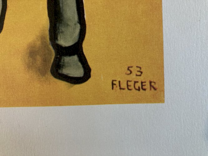 Engraving Tirage Offset Fernand Leger  1980 Art Cheval Cirque Trapèze Couleur