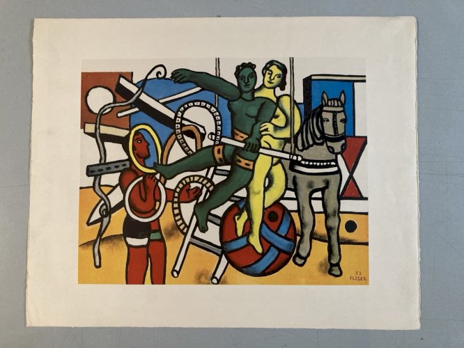Engraving Tirage Offset Fernand Leger  1980 Art Cheval Cirque Trapèze Couleur