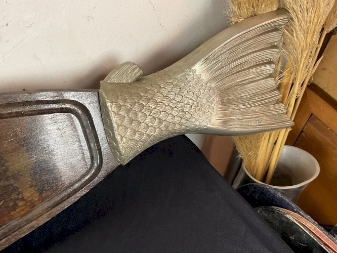 Enseigne Grand Présentoir Plat Plateau à Découpe du Poisson Saumon 120cm