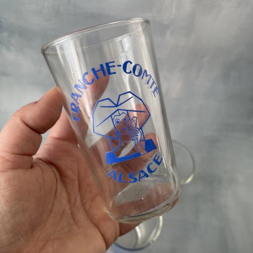 Ensemble 4 verres à bière France Comté Alsace Haut.~11.7cm