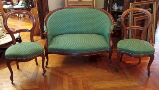 Set of Vintage Sofa and 2 Louis Philippe Chairs Antique Living Room