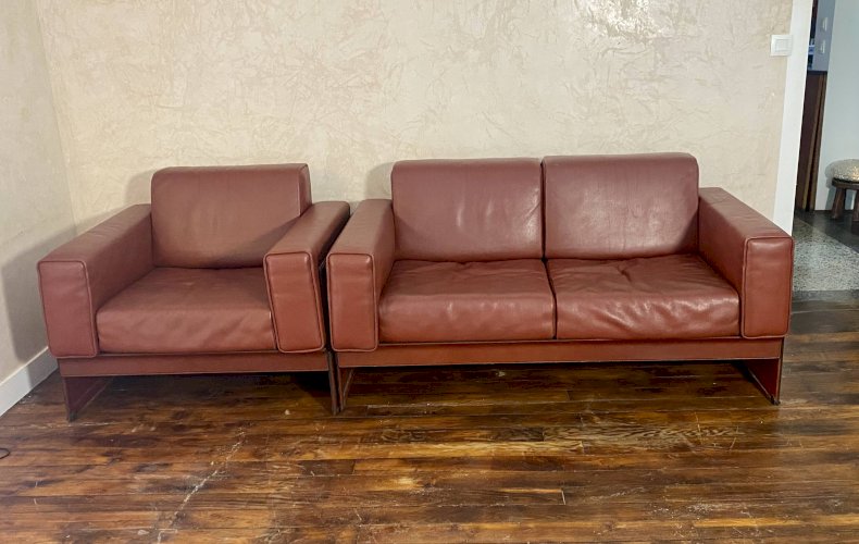 Ensemble canapé 2 places et 1 fauteuil korium km 3/1 de Tito Agnoli pour Ma