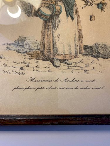 Ensemble de 3 estampes fin XIXᵉ – Scènes de Marchandes – d’après Carle Vernet