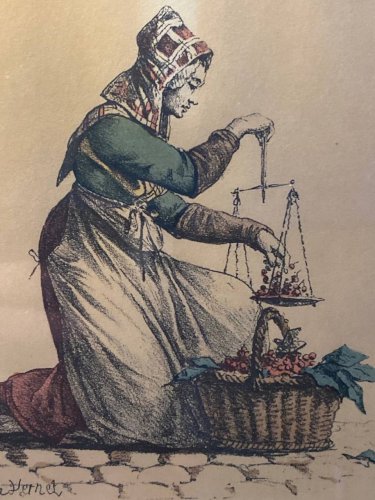 Ensemble de 3 estampes fin XIXᵉ – Scènes de Marchandes – d’après Carle Vernet