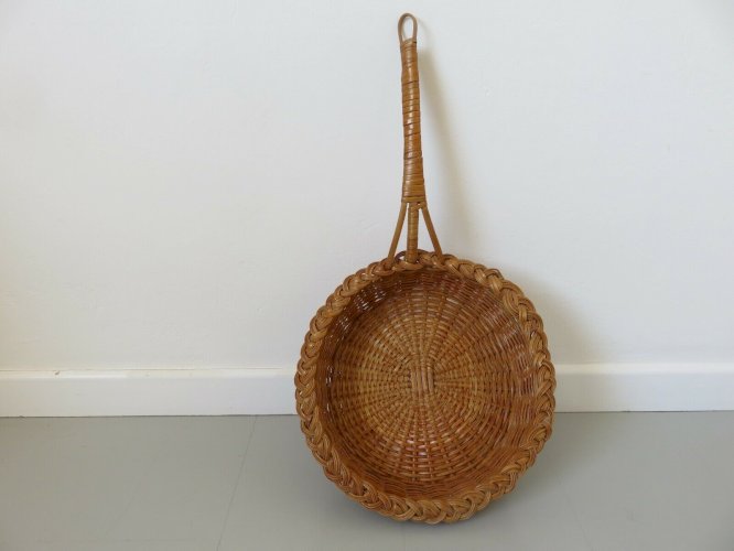 ENSEMBLE DE 3 GRANDES CORBEILLES EN ROTIN ANNEES 60 70 FRENCH RIVIERA VINTAGE 