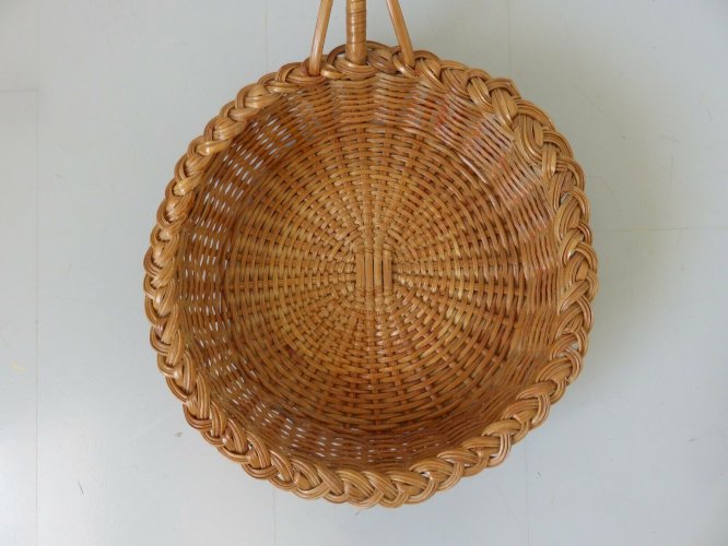 ENSEMBLE DE 3 GRANDES CORBEILLES EN ROTIN ANNEES 60 70 FRENCH RIVIERA VINTAGE 