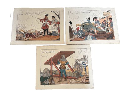 set of 3 lithographs by ARNOUX Guy war history