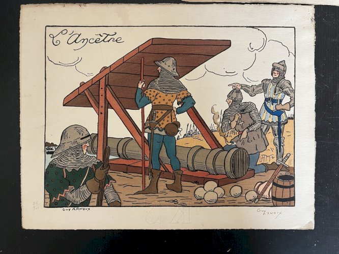 ensemble de 3 lithographies de ARNOUX Guy  guerre histoire