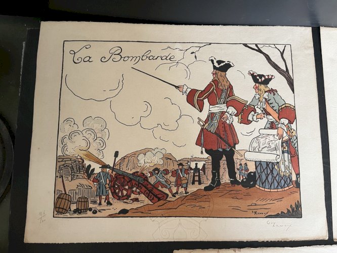 ensemble de 3 lithographies de ARNOUX Guy  guerre histoire