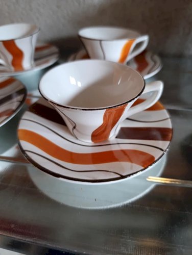 ensemble de 4 tasses et coupelles sarreguemines modele gazelle en bon etat