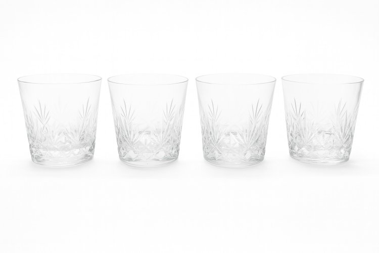 Ensemble de 4 verres à whisky en cristal Saint-Louis – Modèle Florence – Signés