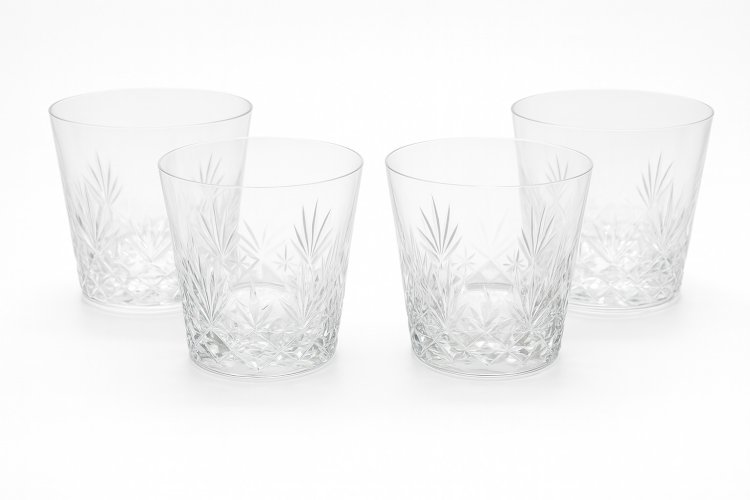 Ensemble de 4 verres à whisky en cristal Saint-Louis – Modèle Florence – Signés