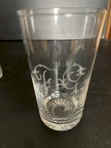 ensemble de 4 Verres Souvenirs de Communion baccarat 1917 verrerie christianisme