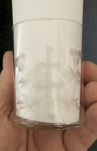 ensemble de 4 Verres Souvenirs de Communion baccarat 1917 verrerie christianisme