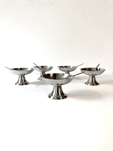 Ensemble de 5 coupes à glace et cuillères en Inox Guy Degrenne