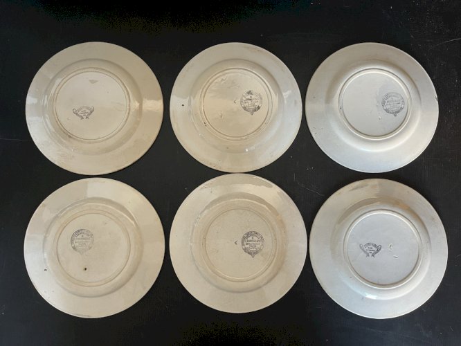 ensemble de 6 assiettes décor oiseaux marque  bourgeois paris et franco anglaise