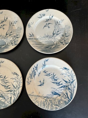 ensemble de 6 assiettes décor oiseaux marque  bourgeois paris et franco anglaise