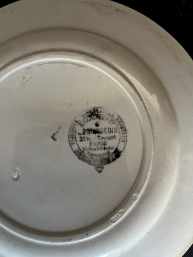 ensemble de 6 assiettes décor oiseaux marque  bourgeois paris et franco anglaise