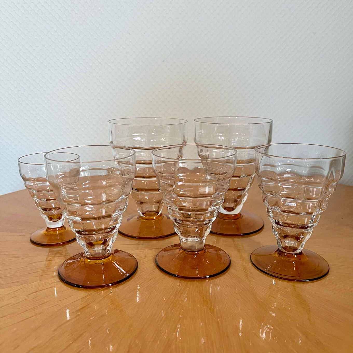 Lot De 6 Verres à Motif Côtelé Vintage - 470 Ml - Verre Borosilicate Résistant - Empilables - Pour Cocktails, Jus, Café Glacé