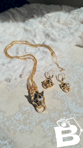 Ensemble de bijoux panthères et zirconium