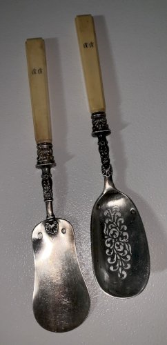 Ensemble de pelles à mignardises argent poinçon Vieillard orfèvre Queillé XIXe