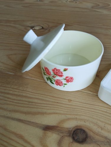 Ensemble de salle de bain vintage SYLA, distributeur papier toilette et boîte décor roses