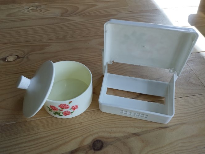 Ensemble de salle de bain vintage SYLA, distributeur papier toilette et boîte décor roses