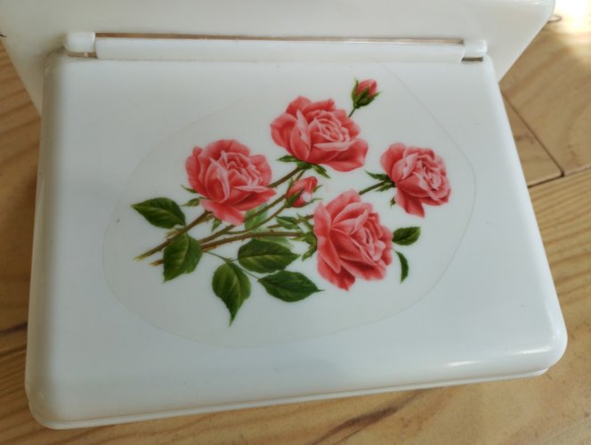 Ensemble de salle de bain vintage SYLA, distributeur papier toilette et boîte décor roses