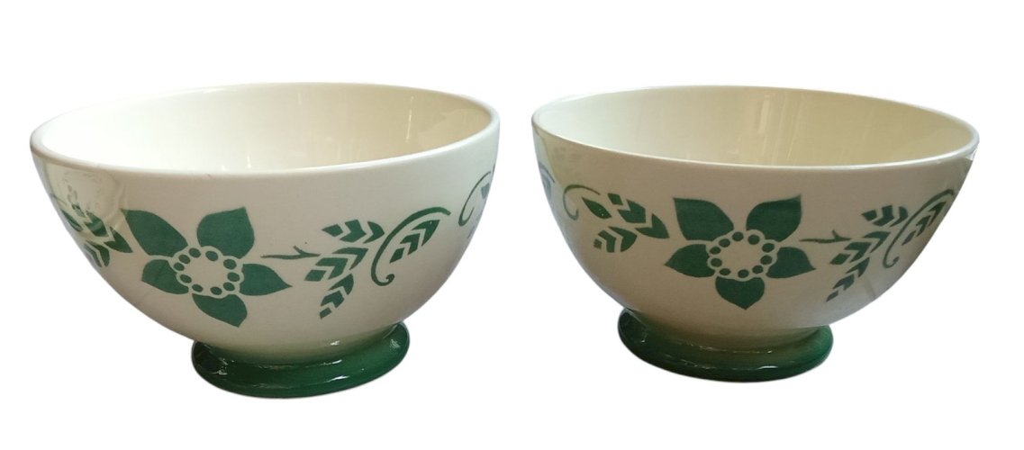 Ensemble Déjeuner Anciens Bols Soucoupes Assiettes Modèle Liseron KG Lunéville