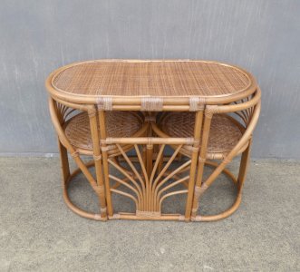 Vintage modular design rattan table and chairs set.