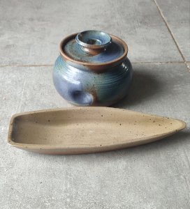 Vintage Enamelled Stoneware Set signed Béceleuf