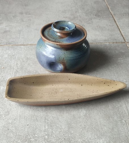 Ensemble Grès Émaillé vintage signé Béceleuf