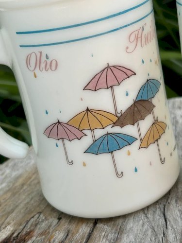 Ensemble rétro vintage huile et vinaigre en opaline Cerve Italy