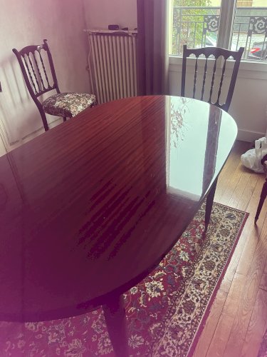 Ensemble table de salle à manger extensible + 4 chaises – style classique français