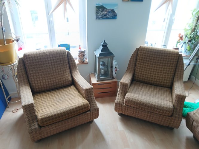 Ensemble vintage années 70 : canapé 3 places + 2 fauteuils
