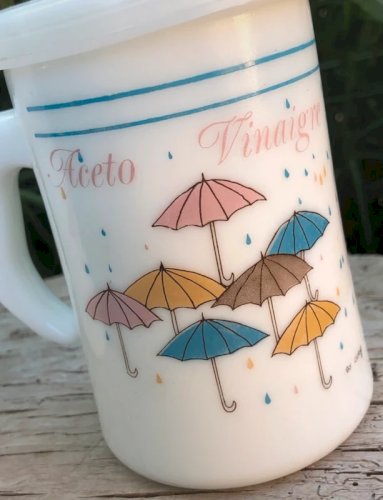 Ensemble vintage huile et vinaigre en opaline Cerve made in Italy