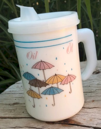 Ensemble vintage huile et vinaigre en opaline Cerve made in Italy