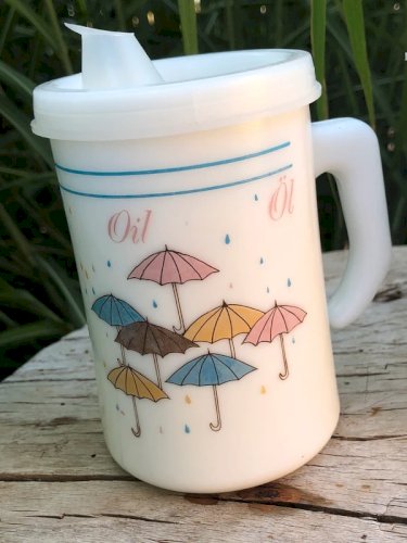 Ensemble vintage huile et vinaigre en opaline