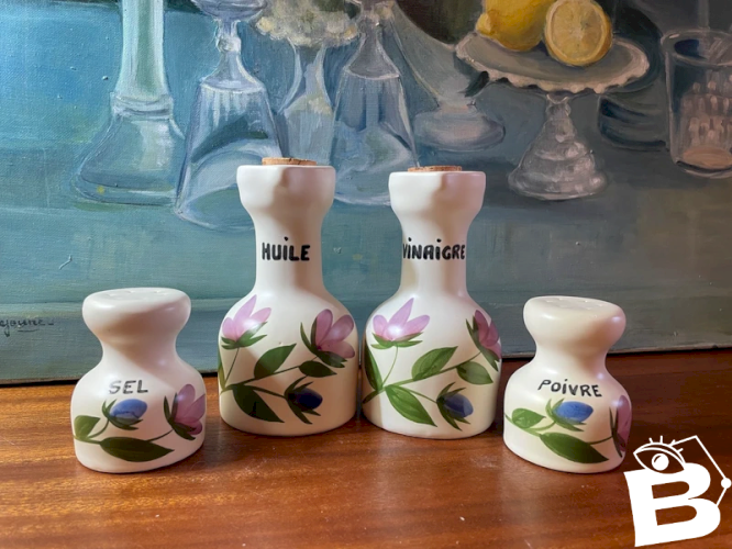 Poteries du Marais huile vinaigre sel poivre 1970