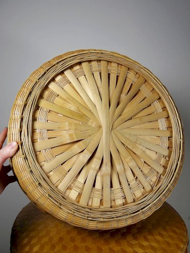 Ensembles de 4 boîtes gigognes en bambou tressé artisanat asiatique vintage 70"